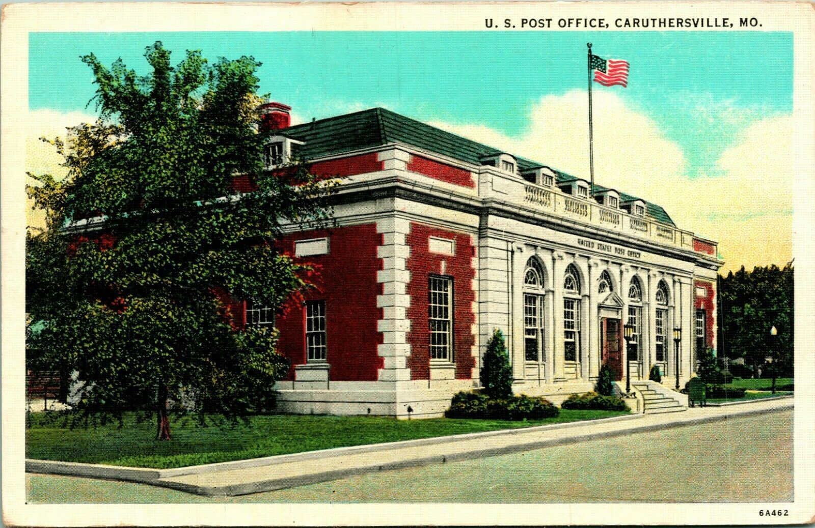 Vtg Postcard Caruthersville Missouri MO Post Office Street View Unused