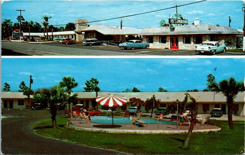 Postcard GA Jessup Bon Air Motel Highways 301 & 25 - Classic Cars Pool 1959 J2