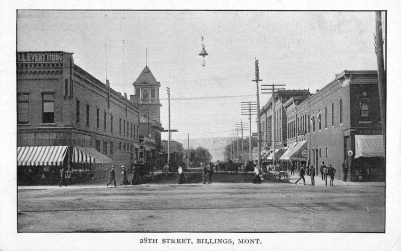 Billings Montana 28th Street Scene Historic Bldgs Antique Postcard K108025