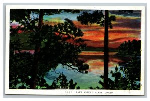 Vintage 1920's Postcard Colorful Panoramic View of Lake Coeur d' Alene Idaho