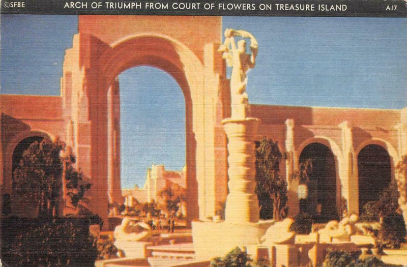 Arch of Triumph From Court of Flowers San Francisco 1939 GGIE Vintage Postcard