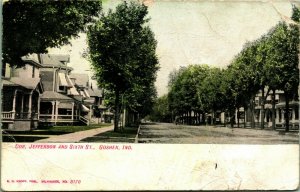 Jefferson and Sixth Street View Goshen Indiana IN 1911 DB Postcard H1