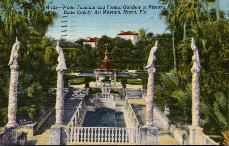 Florida Miami Viscaya Dade County Art Museum Water Fountain & Formal Gardens ...