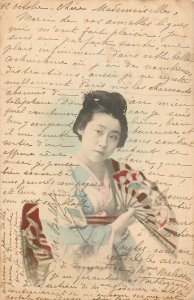 Japan culture & ethnicity Japanese Asian ethnic type beauty geisha with fan 1904