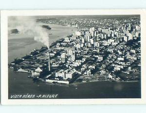 old rppc SMOKESTACK & AERIAL VIEW Porto Alegre - Rio Grande Do Sul Brazil HM2100