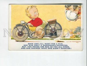 471695 TEMPEST Comic Kids MOTORBIKE motorcycle Bad Road Vintage postcard