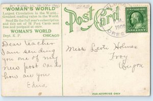 1909 Language Of Flowers Clover Be Mine DPO Flora OR (1890-1966) Posted Postcard