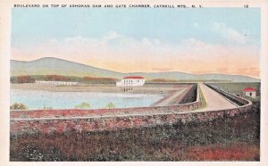 CATSKILL MTNS NY~BOULEVARD TOP ASHOKAN DAM-GATE CHAMBER-J RUBEN POSTCARD 1920s