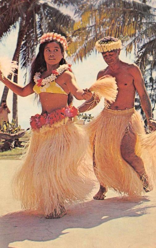 Bora Bora Dancers Grass Skirts Vintage Postcard J58321