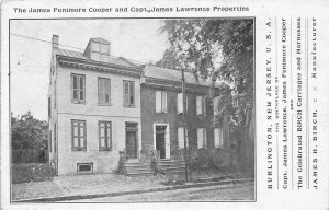 James Fenimore Cooper & Capt James Lawrence Burlington, NJ Vintage Postcard 1905