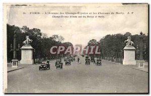 Old Postcard Paris L & # 39Avenue of Elyseees Fields And Marly Horses And The...