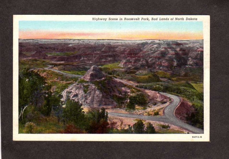 ND Highway Roosevelt Park Bad Lands of North Dakota Postcard