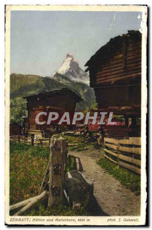 Old Postcard Zermatt Matterhorn und Hutten