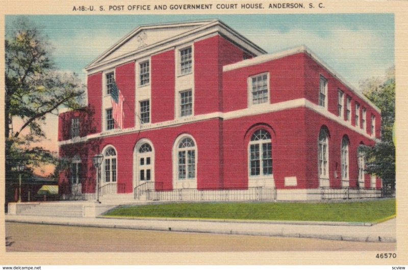 ANDERSON, South Carolina, 1930-40s; U.S. Post Office and Government Court House