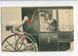 3029261 Just Married Couple & STORK. Vintage PC