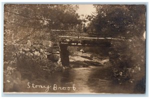 1911 Stony Brook Bridge River Forest South Paris Maine ME RPPC Photo Postcard 