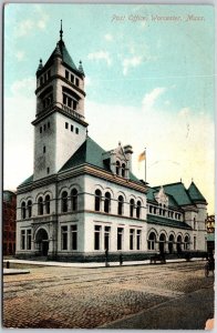 1910's Post Office Worcester Massachusetts MA Postal Service Posted Postcard