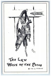 H E Wenck Signed Postcard The Law West Of The Pecos Old West c1930's Vintage