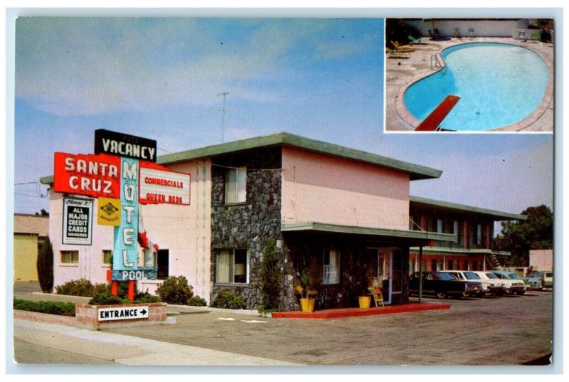 c1950's Santa Cruz Motel Roadside Cars Pool Santa Cruz California CA Postcard