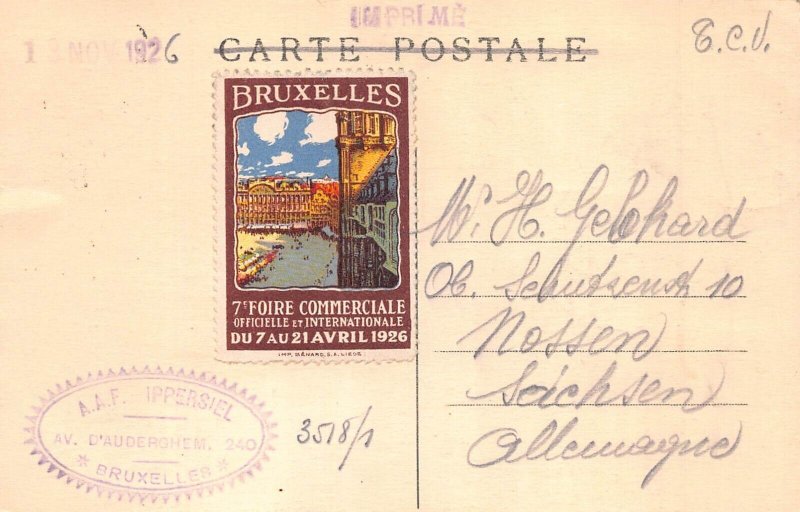 Belgium 1926 Brussels Palace of Beautiful Arts Rue de la Regence postcard