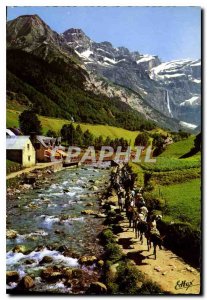 Modern Postcard The Pyrenees Gavarnie Cirque Gave and chaumiere circus back C...