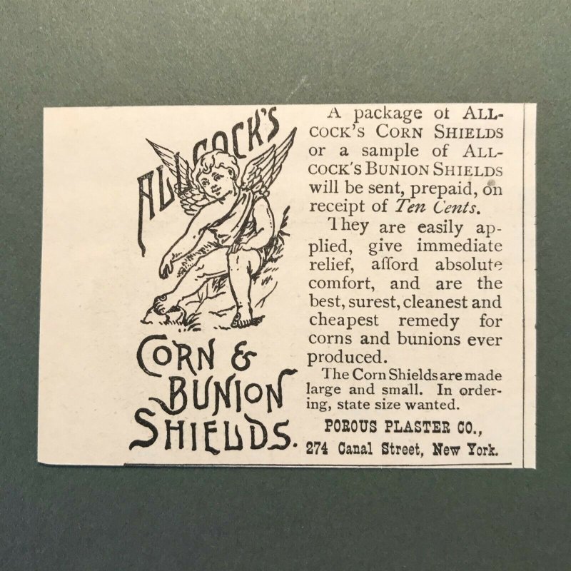 1892 Victorian Print Ad Fairy Corn & Bunion Shields Poroug Plaster Co. 2T1-52