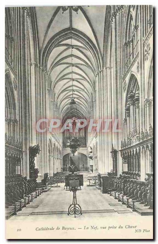 Old Postcard Cathedral Bayeux The Ship view from the Choir