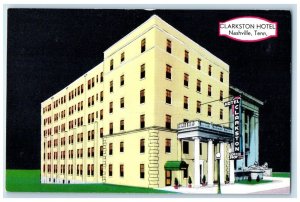 Nashville Tennessee TN Postcard Clarkston Hotel Building Night View c1950's