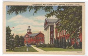 Administration & Library University of Wichita Kansas 1951 postcard