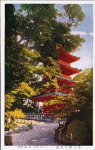 Japan Tokyo Pagoda at Park Shiba Vintage Postcard C156