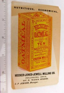 Heckers' Oatmel - Hecker-Jones-Jewell Milling Co, Croton Recipe Trade Card F49