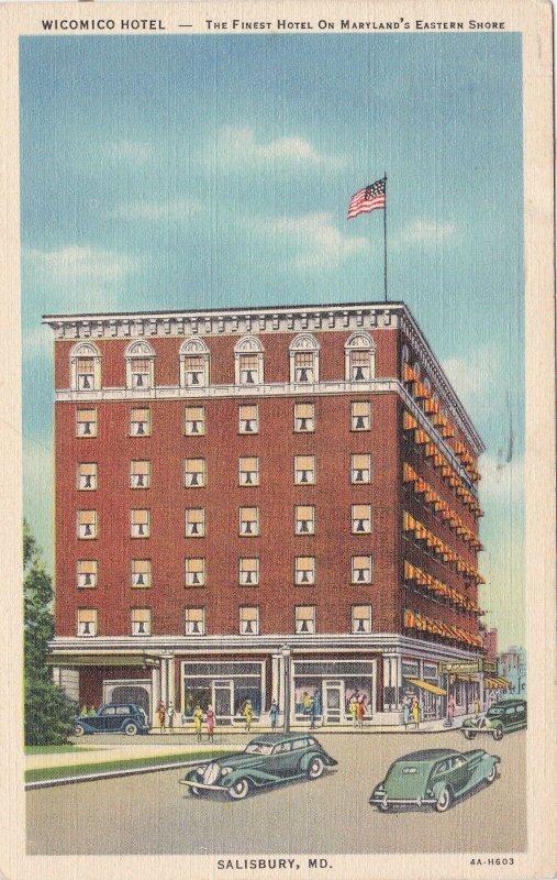 Maryland Salisbury Wicomico Hotel 1942 Curteich sk6317