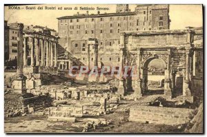 Old Postcard Roma dei Rostri ed Arco di Settimio Severo