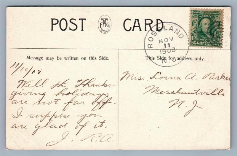 ROSELAND NJ ROSELAND AVENUE ANTIQUE POSTCARD