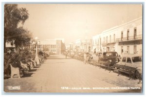 c1940's Street Orange Crush Moctezuma Bar Matamoros Mexico RPPC Photo Postcard