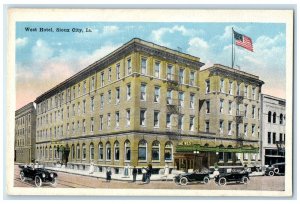 c1910's West Hotel Building Cars Scene Sioux City Iowa IA Antique Postcard