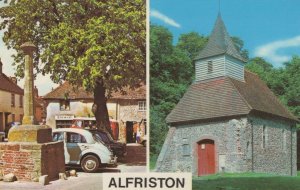 Classic Cars at Alfriston Chemist Car Park Sussex Postcard