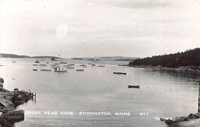 Stonington ME Green Head Cove Lobster Boats Postcard