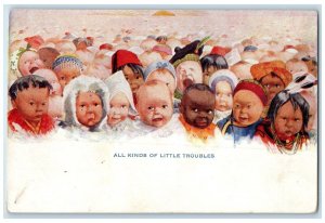 1909 All Kinds Of Little Troubles Babies Edison Nebraska NE Antique Postcard