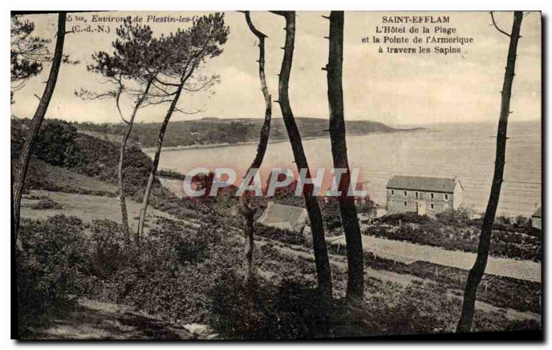 Old Postcard From Around The Plestin Gard Saint Efflam L & # 39Hotel From The...