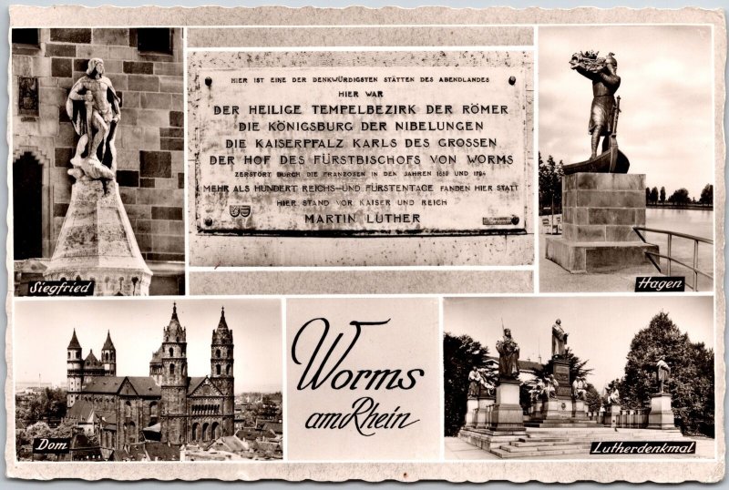 Siegfried Hagen Dom Lutherdenkmal Worms And Rhein Real Photo RPPC Postcard