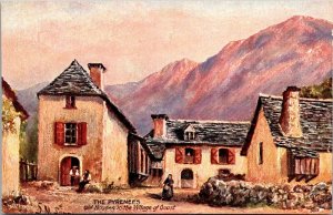 Old Houses in the Village of Goust Tucks 7629 Pyrenees Vintage Postcard A57