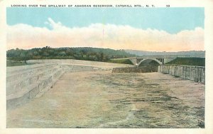 Catskill Mountains New York Ashokan Dam From Spillway White Border Postcard