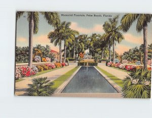 Postcard The Memorial Fountain, Palm Beach, Florida