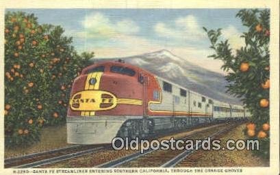 Santa Fe Streamliner, Orange Groves, CA, CA USA Trains, Railroads Unused 