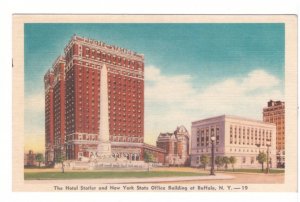 Hotel Statler And New York State Office Building, Buffalo NY, Linen Postcard
