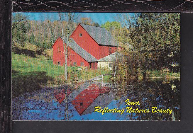 Reflecting Nature's Beauty,Barn,IA Postcard BIN 