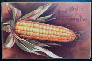 Vintage Victorian Postcard 1906 Good Wishes for Thanksgiving Day - Corn