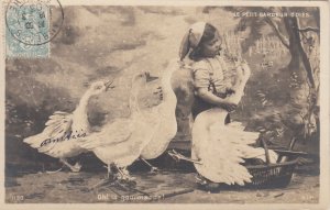 France the little bird keeper unit of 2 photo postcards 1905