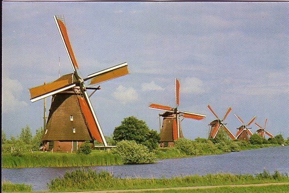 A Row of Windmills, Kinderdijk Complex,  Netherlands,